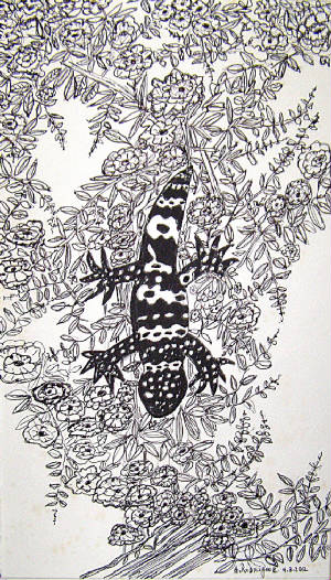 a1.GilaMonsterOnFlowers-4-3-2012ink8x14in.1.jpg